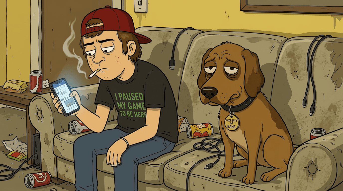 Drownsville teen and dog on the couch